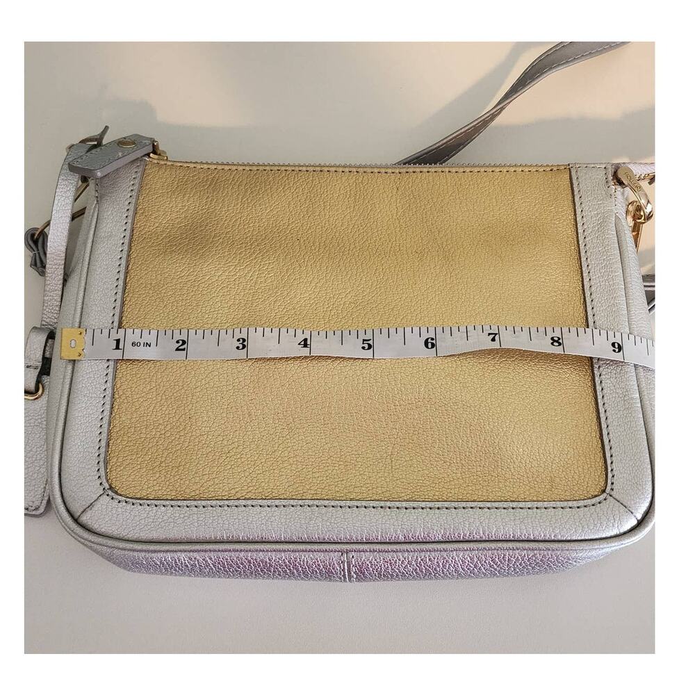 Rovimoss Gold Leather Crossbody Purse with Silver Trim - Picture 6 of 8